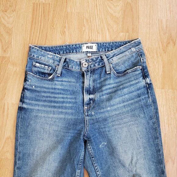 PAIGE Hoxton High Waist Slim Raw-Hem Distressed Jeans size 28 - Picture 3 of 13